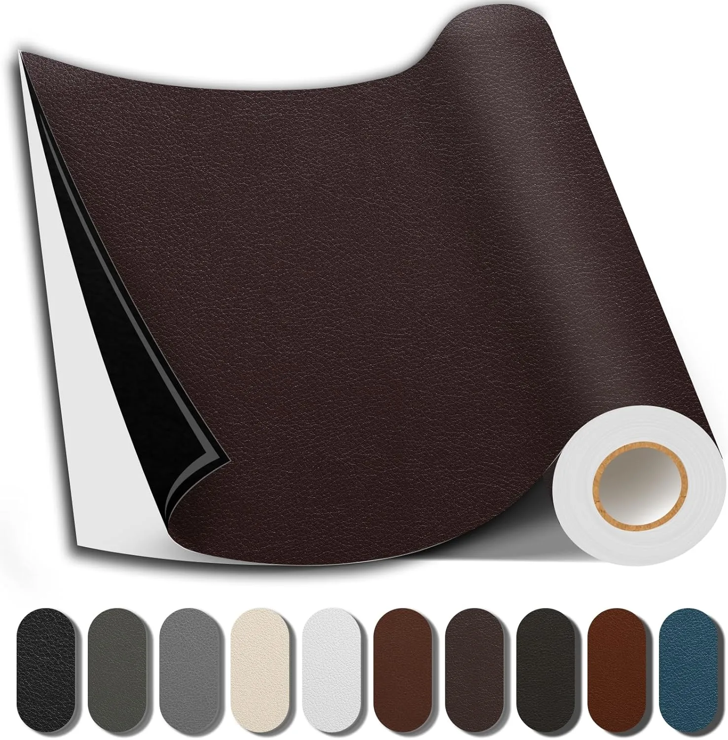 Leather Repair Patch, 17X79 Inch Repair Patch Self Adhesive Waterproof, DIY Large Leather Patches for Couches, Furniture, Kitchen Cabinets, Wall （Dark Brown, 17X79 Inch）