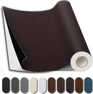 Leather Repair Patch, 17X79 Inch Repair Patch Self Adhesive Waterproof, DIY Large Leather Patches for Couches, Furniture, Kitchen Cabinets, Wall （Dark Brown, 17X79 Inch）
