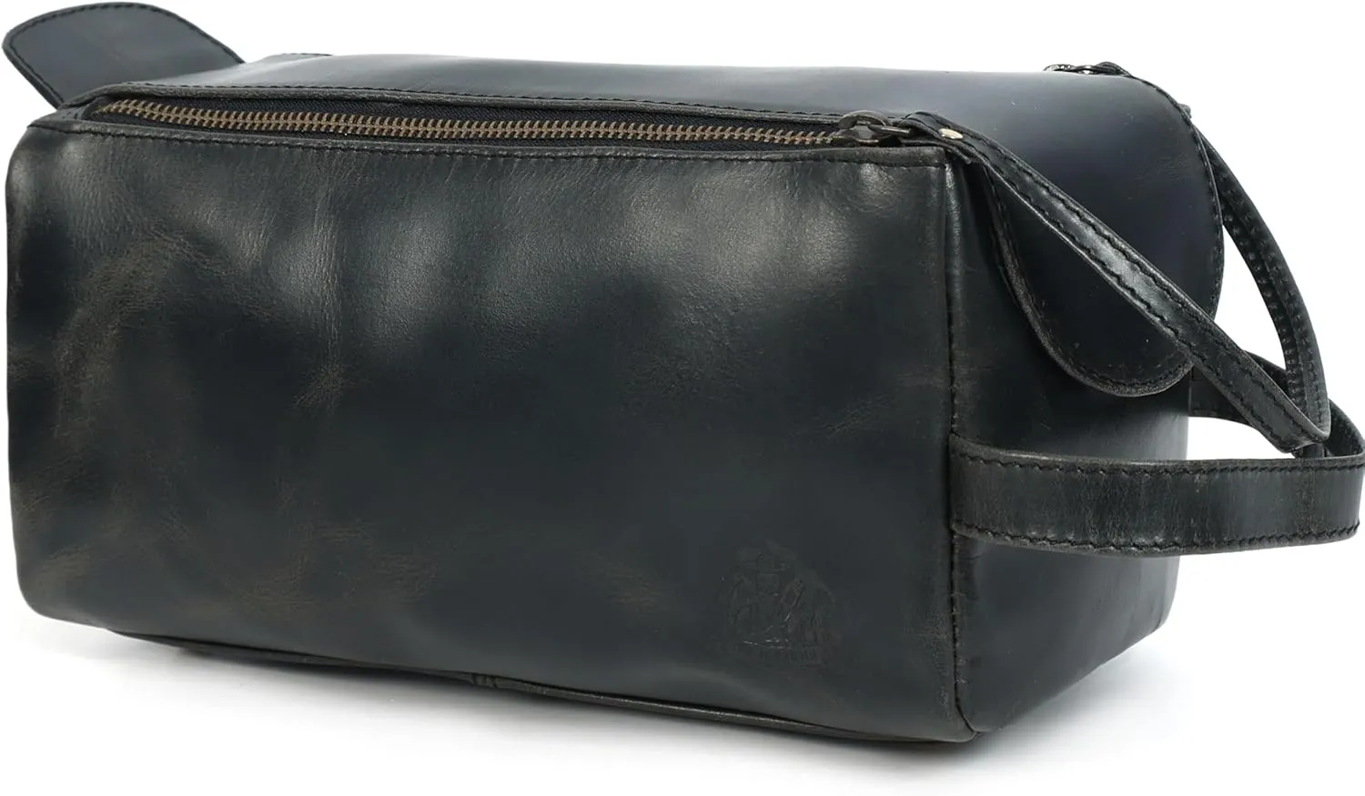 Leather Toiletry Bag for Men, Travel Duffels Essentials Shaving Dopp Kit, Mens Travel Bag Toiletries Organizer Case for Grooming, LEATHER TOWN Water Resistant Cosmetic Pouch (Black)