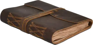 LEATHER VILLAGE Leather Bound Journal - Rustic Brown, 8"X6", 220 Pages - Vintage Blank Paper Diary for Writing, Drawing, Sketchbook, and Travel Notebook - Ideal for Women and Men