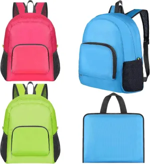 LEIFIDE 15 Pcs Backpack in Bulk 17 Inch Lightweight Foldable Student School Outdoor Travel Book Bag Assorted Colors (Blue, Green, Rose Red)