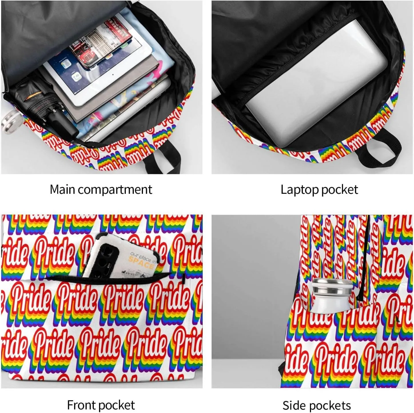 Lgbt Pride Rainbow Gay Laptop Backpack Shoulder Bag Laptop Pack Travel Backpacks Commuter Back Pack Casual Daypack Bags With Side Pockets