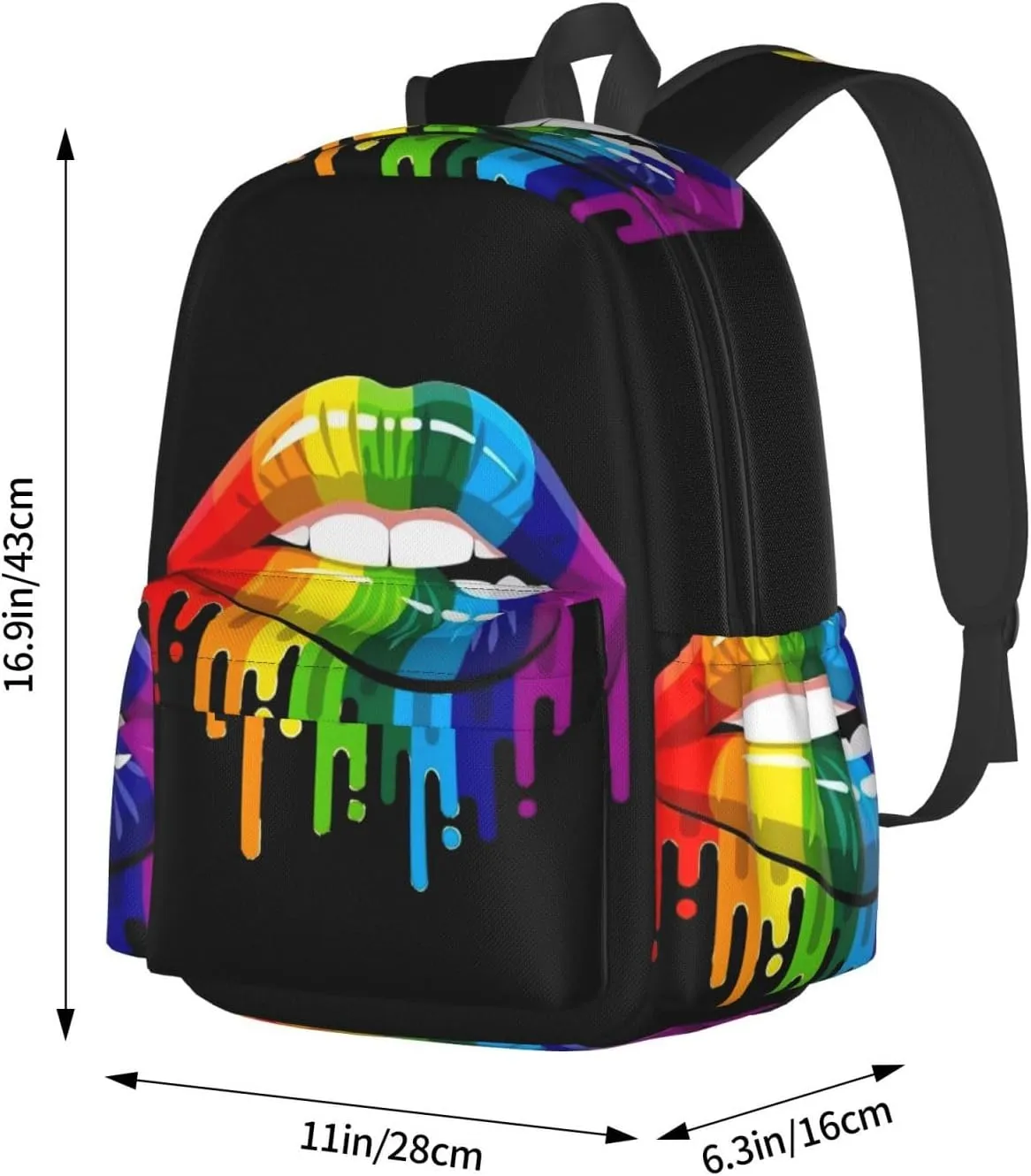 Lgbt Pride Rainbow Gay Lesbian Pride Lips Laptop Backpack Shoulder Bag Laptop Pack Travel Backpacks Commuter Back Pack Casual Daypack Bags With Side Pockets