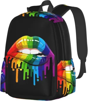 Lgbt Pride Rainbow Gay Lesbian Pride Lips Laptop Backpack Shoulder Bag Laptop Pack Travel Backpacks Commuter Back Pack Casual Daypack Bags With Side Pockets