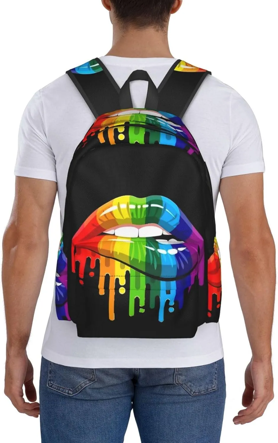 Lgbt Pride Rainbow Gay Lesbian Pride Lips Laptop Backpack Shoulder Bag Laptop Pack Travel Backpacks Commuter Back Pack Casual Daypack Bags With Side Pockets