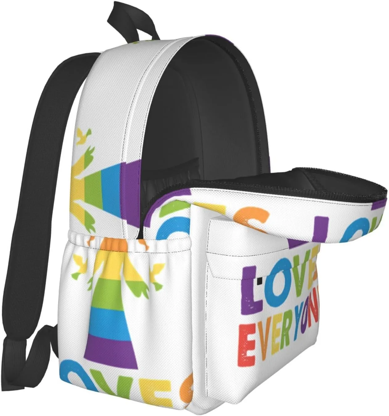 LGBT Rainbow Gay Pride Jesus Loves Everyone 17 Inch Casual Backpack Laptop Backpacks Travel Back Pack Large Camping Rucksack Hiking Daypack Lightweight Double Shoulder Bag