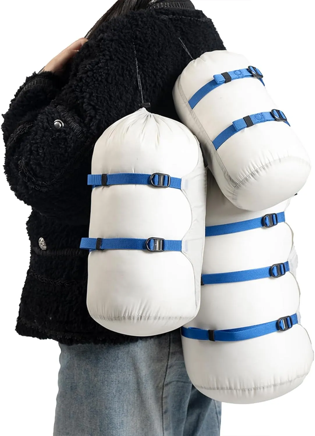 Lightweight Compression Stuff Sack, Water-Resistant Portable Compression Sack, Space-Saving Clothes Storage Bags for Travel, Backpacking Camping