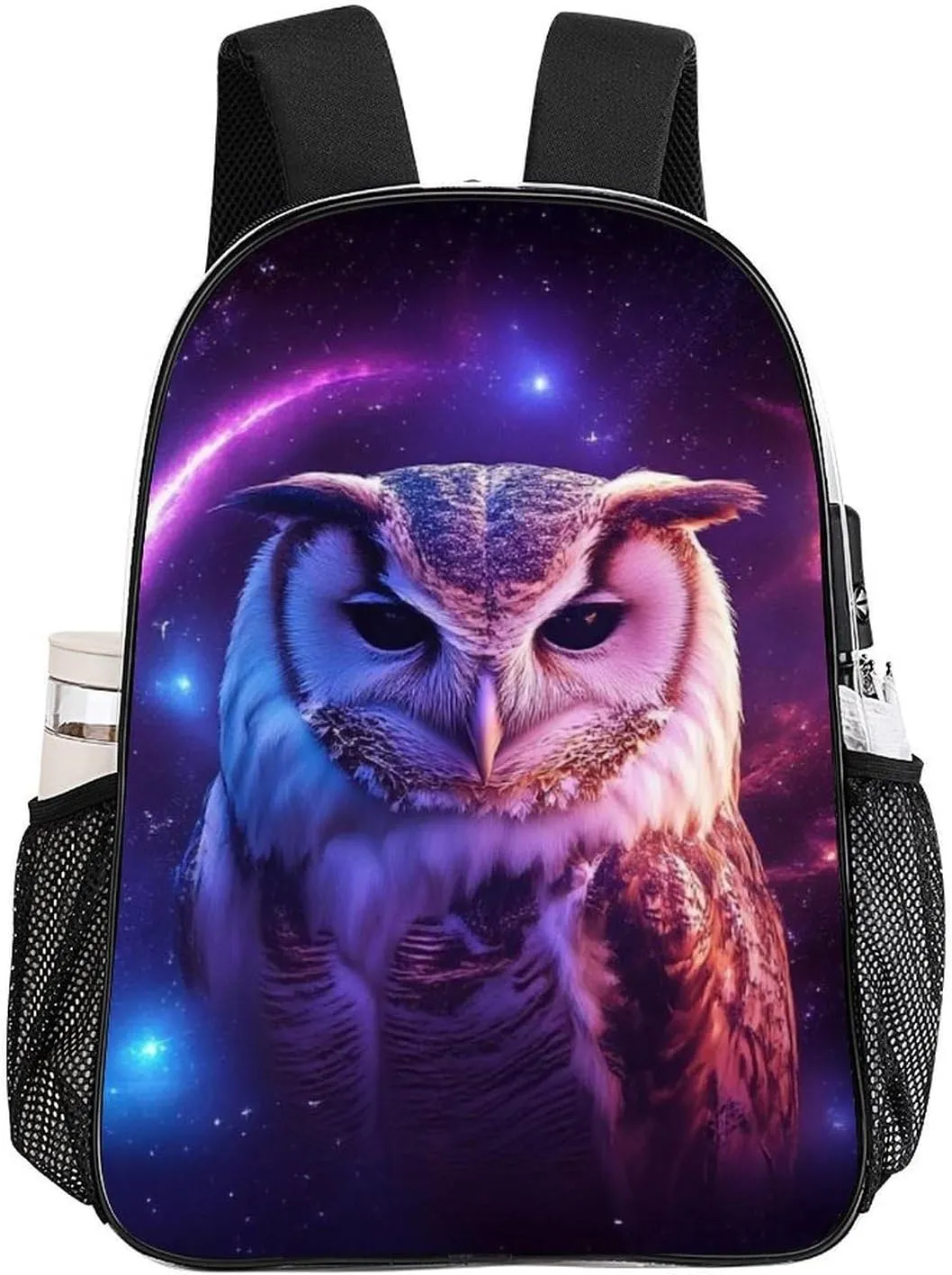 Lightweight Rucksack for Sports Travel Running - Big Capacity Multipurpose Transparent Bookbag, Purple Blue Galaxy Owl Art Travel and Sport Backpack Rucksack