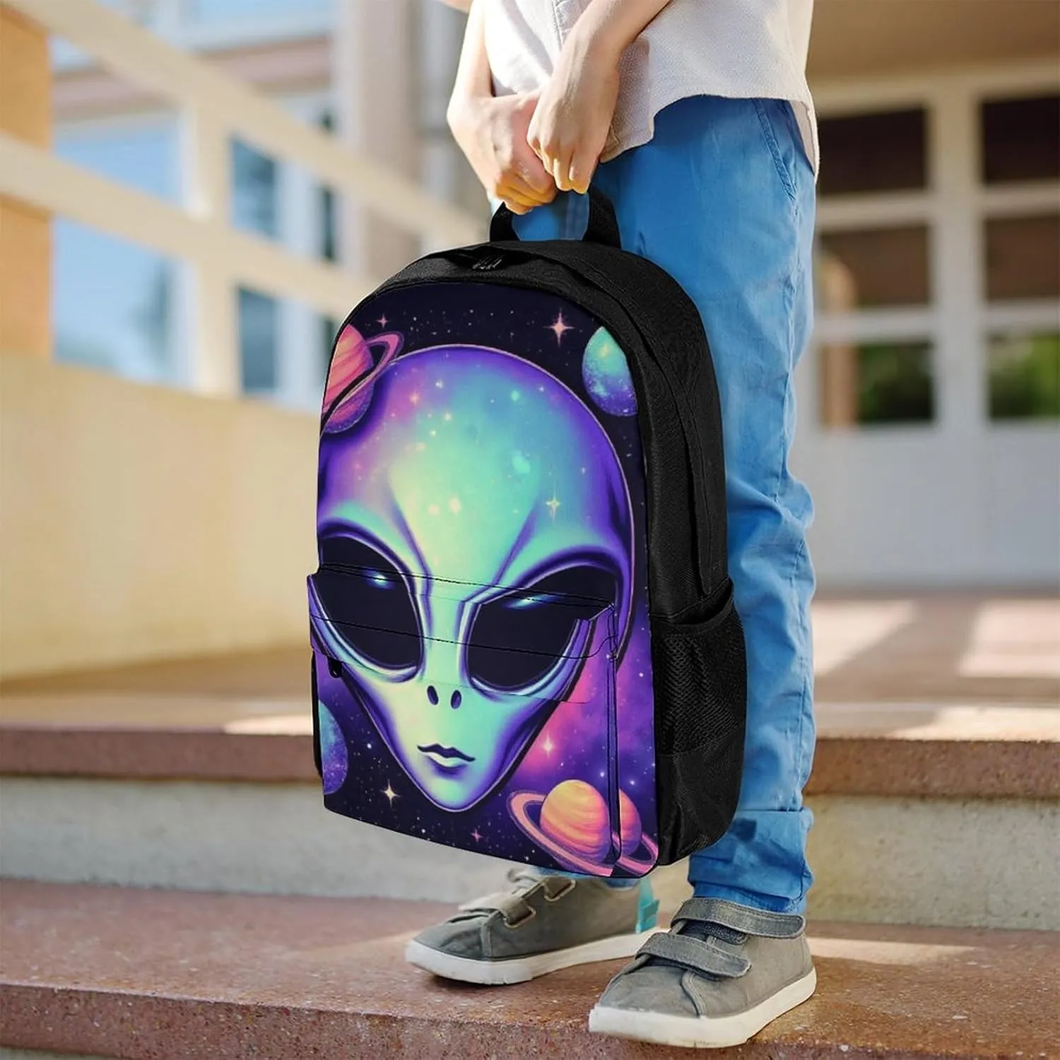 Lightweight Rucksacks for Camping Picnic Walking Cycling - Large Capacity Multipurpose Anti-Theft Carry On Bag, Alien And Ufo Space Universe Art Travel Hiking & Camping Rucksack