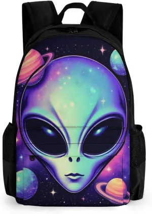 Lightweight Rucksacks for Camping Picnic Walking Cycling - Large Capacity Multipurpose Anti-Theft Carry On Bag, Alien And Ufo Space Universe Art Travel Hiking & Camping Rucksack