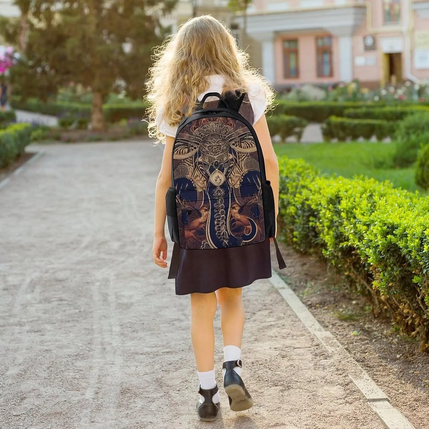 Lightweight Rucksacks for Climbing Outdoors Walking Cycling - Large Capacity Anti-Theft Multipurpose Carry On Bag, Beautiful Paisley Elephant Art Camping Outdoor Backpack