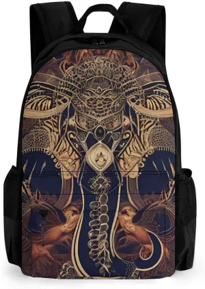 Lightweight Rucksacks for Climbing Outdoors Walking Cycling - Large Capacity Anti-Theft Multipurpose Carry On Bag, Beautiful Paisley Elephant Art Camping Outdoor Backpack