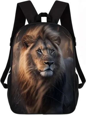 lion Backpack Casual Daypack Wild Animal Print Laptop Bag Bookbag for Work Travel Hiking 17 Inch Style 2