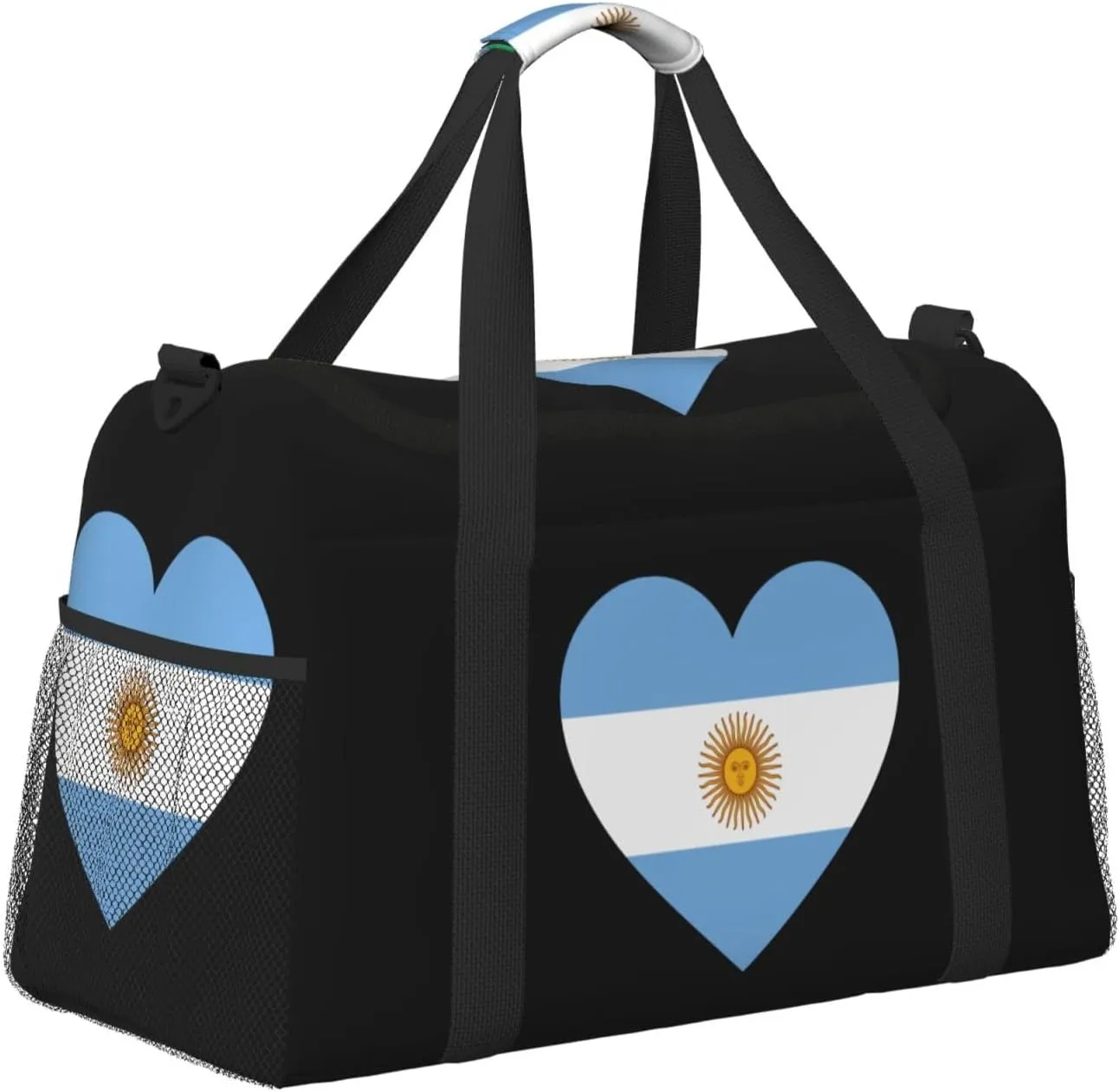 Love Argentina Flag Travel Duffel Bag Large Foldable Waterproof Overnight Bag For Beach Swim Bags Pool Sports Gym