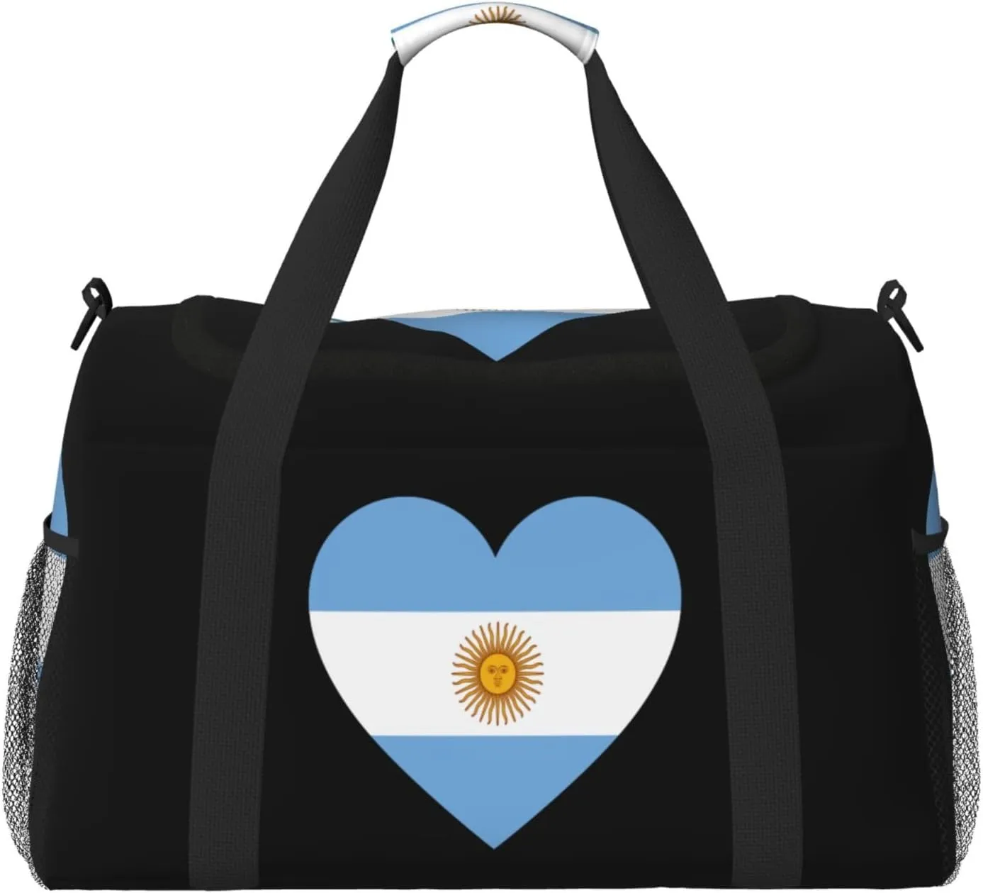 Love Argentina Flag Travel Duffel Bag Large Foldable Waterproof Overnight Bag For Beach Swim Bags Pool Sports Gym