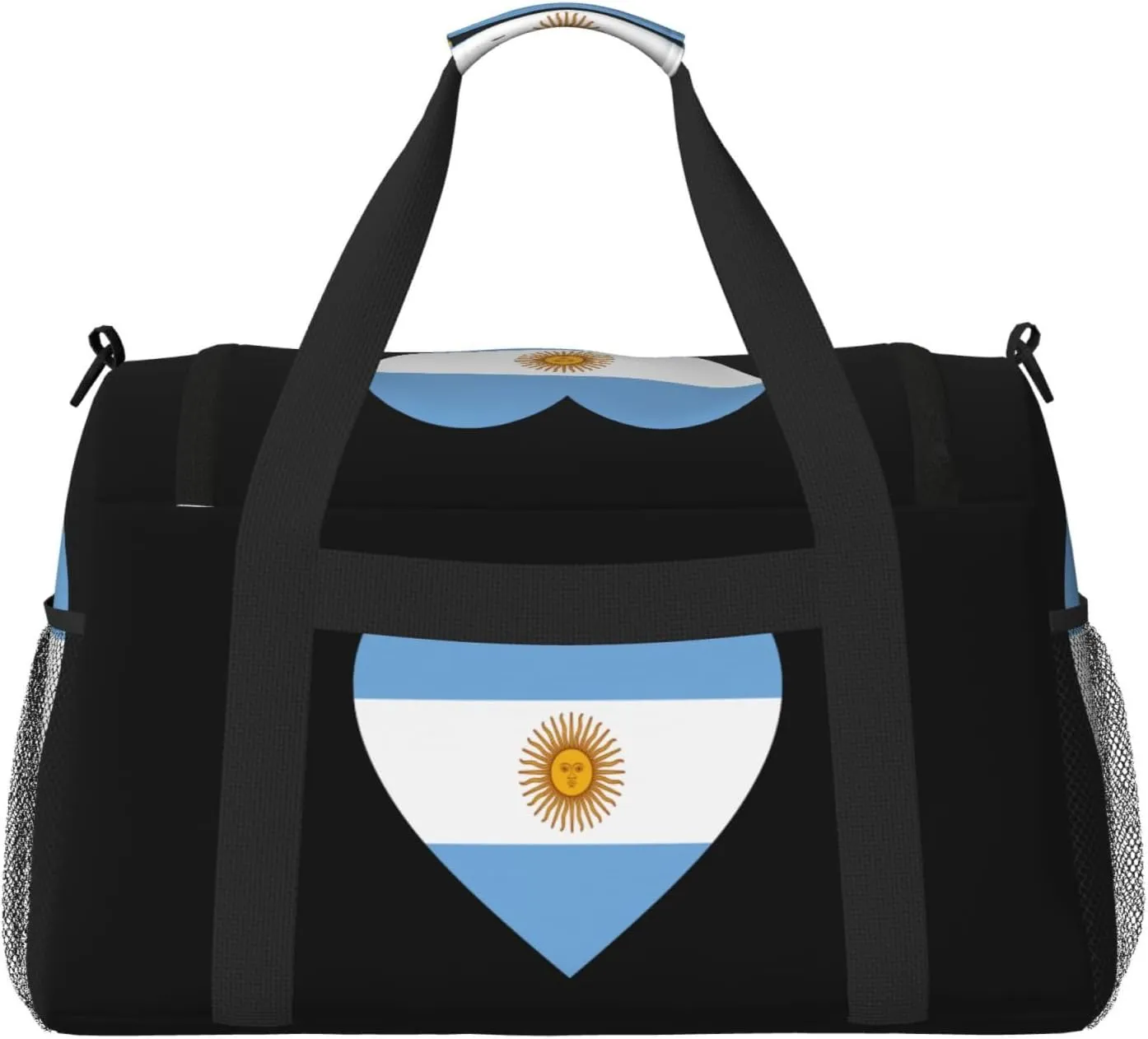 Love Argentina Flag Travel Duffel Bag Large Foldable Waterproof Overnight Bag For Beach Swim Bags Pool Sports Gym