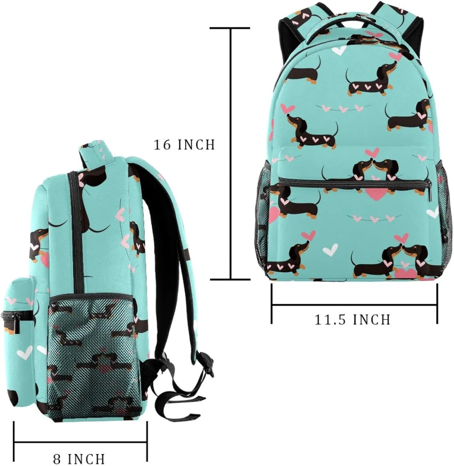 Love Dog Student Bags Travel Backpacks for Boys Girls 29.4x20x40cm11.5x8x16 in