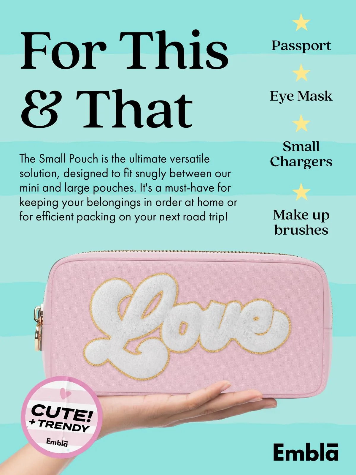 LOVE Valentine Makeup Bag Travel Cosmetics Pouch and Toiletry Bag, Nylon Zipper Pouch Purse, Cute Make Up Organizer Storage Tote for Women Girls, Travel Skincare Case, Small Makeup Bags, Flamingo