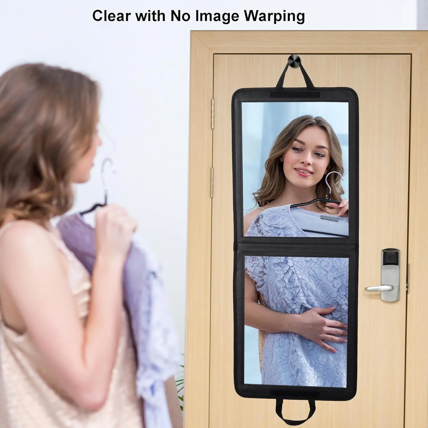 LPHUMEX Foldable Full Length Travel Mirror – 33” Portable Shatterproof Hanging Mirror, Folding Full Length Travel Makeup Mirror for Camping, RV & Small Spaces
