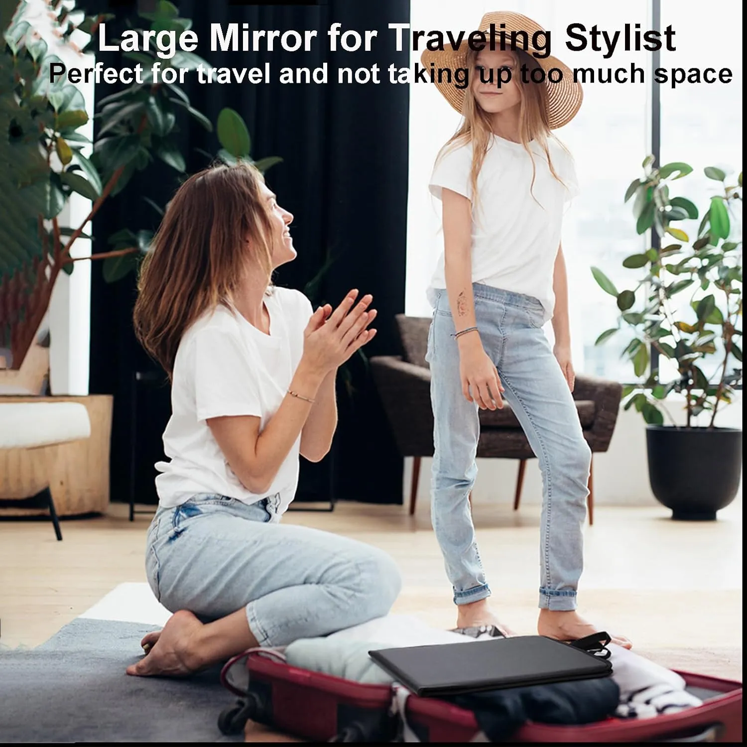 LPHUMEX Foldable Full Length Travel Mirror – 33” Portable Shatterproof Hanging Mirror, Folding Full Length Travel Makeup Mirror for Camping, RV & Small Spaces