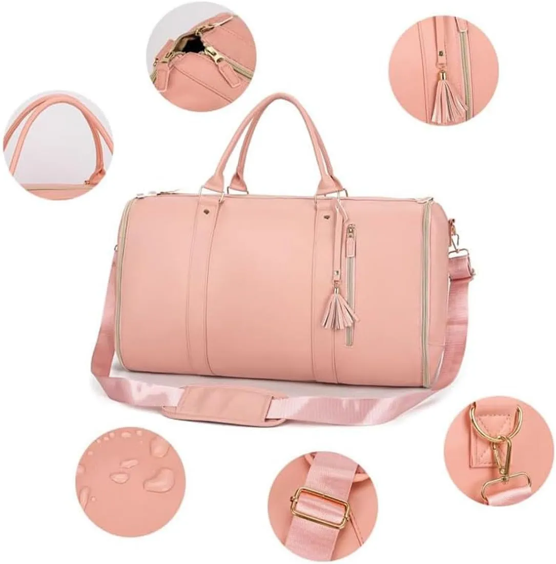 Luux Travel Bag, Luux Travel Bags for Women, Luux Bags, Luux Bags Travel Duffel Bag, Convertible Carry On Garment Bag with Shoe Pouch (Pink)