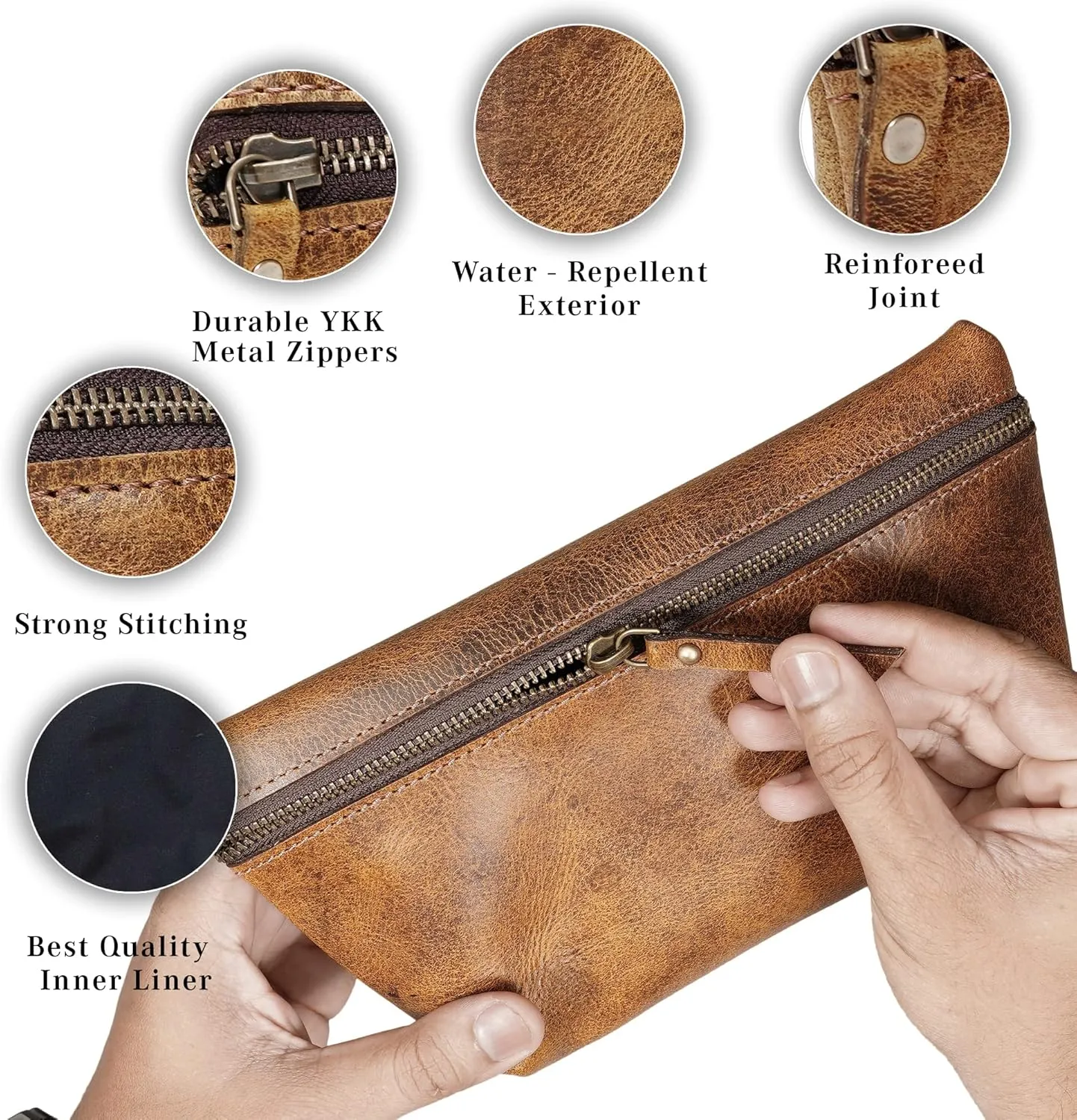 LUXEORIA Genuine Leather Toiletry Bags for Men and Women, Handmade Premium Leather Dopp Kit and Shaving Bag, Cosmetic Bag for Womens and Mens, Travel Essentials & Organizers
