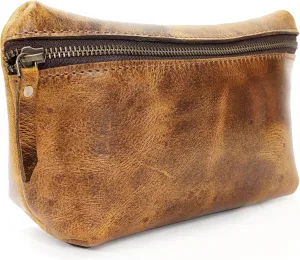 LUXEORIA Genuine Leather Toiletry Bags for Men and Women, Handmade Premium Leather Dopp Kit and Shaving Bag, Cosmetic Bag for Womens and Mens, Travel Essentials & Organizers