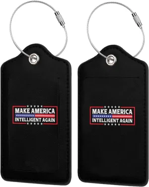 Make America Intelligent Again 2 Leather Luggage Tags for Bags for Men Women00