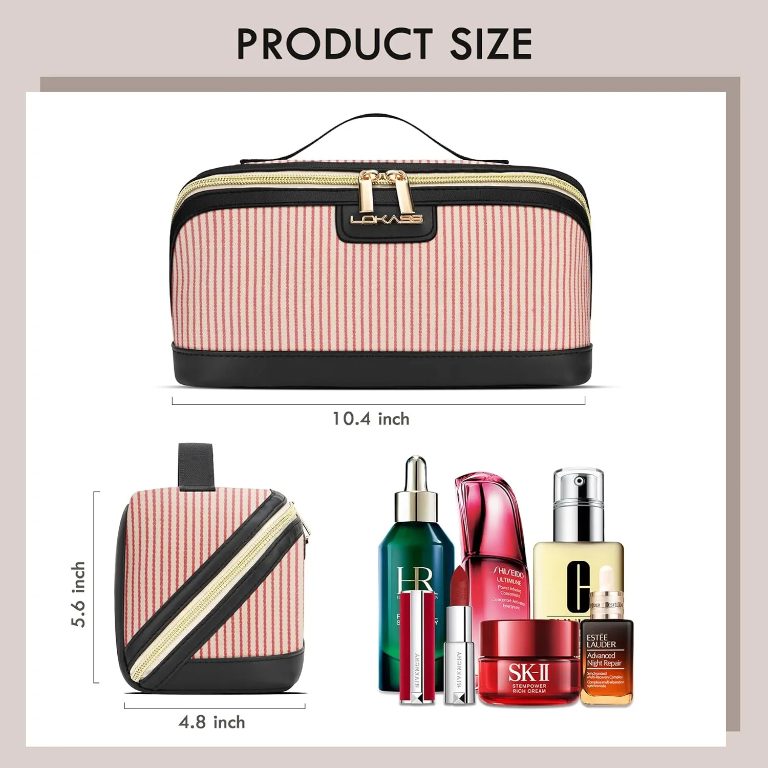 Makeup Bag Large Capacity Travel Make Up Bag, Makeup Organizer Cosmetic Bags for Women Travel Toiletry Bag for Women Skincare Bag with Handle and Divider