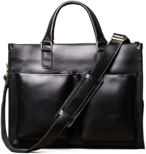 Man Handbag Briefcase Men Shoulder Genuine Leather Bags Brown 14 Inch Laptop Bag