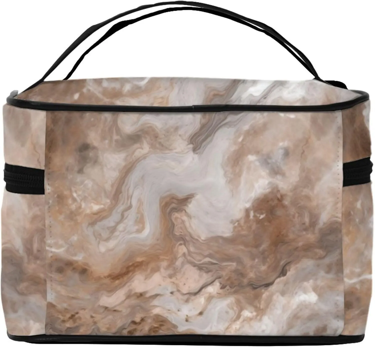 Marble stone old colored rough Print Travel Cosmetic Bag Tote Makeup, Large Capacity Toiletry Pouch With Handle Zipper for Women Men