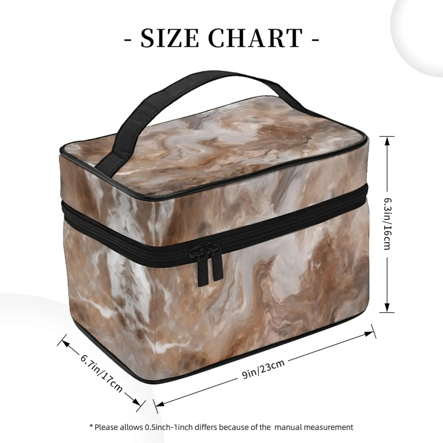 Marble stone old colored rough Print Travel Cosmetic Bag Tote Makeup, Large Capacity Toiletry Pouch With Handle Zipper for Women Men