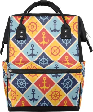 Maritime Mood Diaper Bag Tote Large Capacity Waterproof with Adjustable Shoulder Strap and Pram Straps Mommy Bag for Hospital Beach Weekender Travel