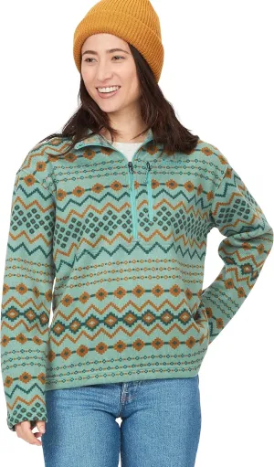 Marmot Women's Drop Line 1/2 Zip Jacket - Pullover Jacket for Camping, Backpacking, Casual Fleece for Women, Blue Agave Nordic, Small