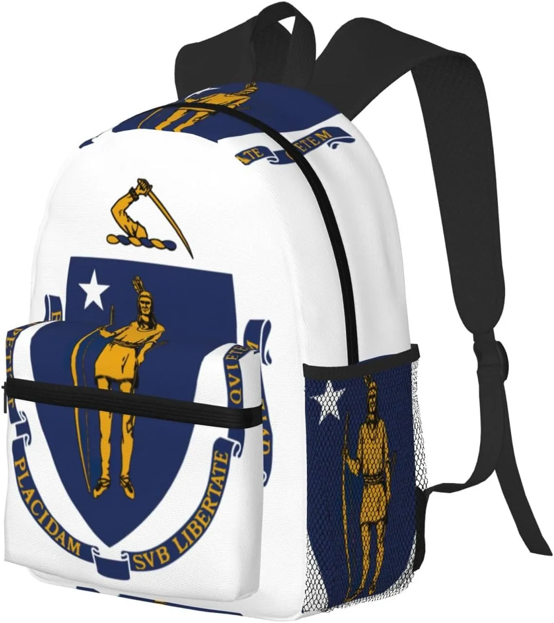Massachusetts State Flag Fashion Backpack,Casual Daypack Backpacks For Men Women, Laptop Bag Travel Hiking Camping