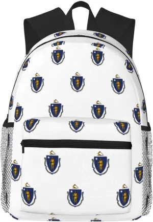Massachusetts State Flag Fashion Backpack,Casual Daypack Backpacks For Men Women, Laptop Bag Travel Hiking Camping