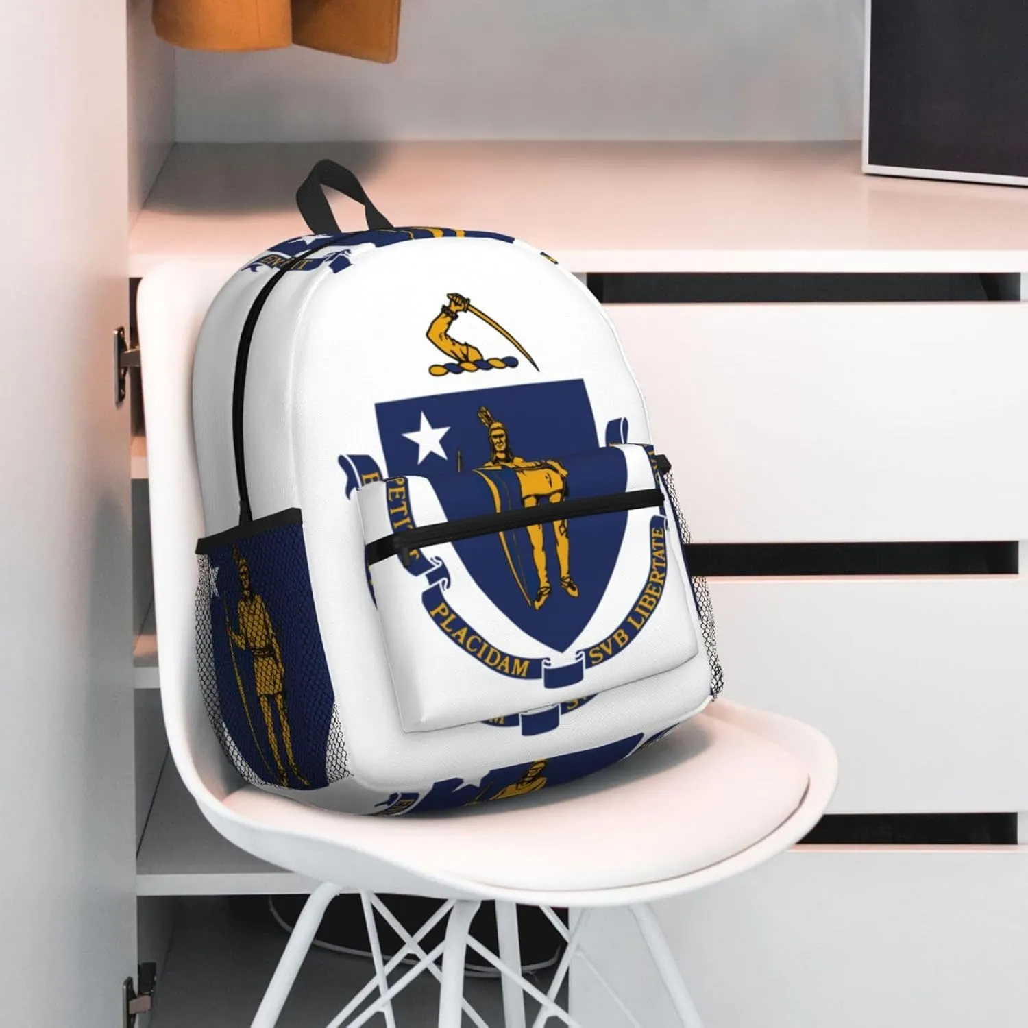 Massachusetts State Flag Fashion Backpack,Casual Daypack Backpacks For Men Women, Laptop Bag Travel Hiking Camping
