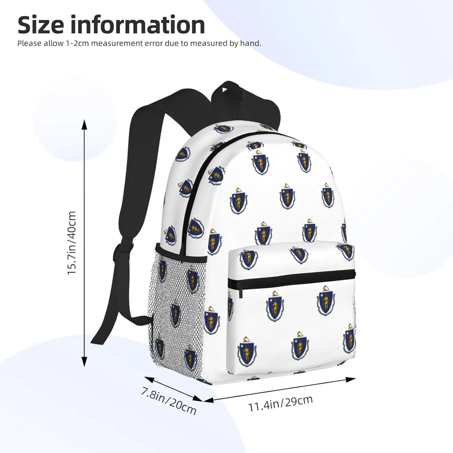 Massachusetts State Flag Fashion Backpack,Casual Daypack Backpacks For Men Women, Laptop Bag Travel Hiking Camping