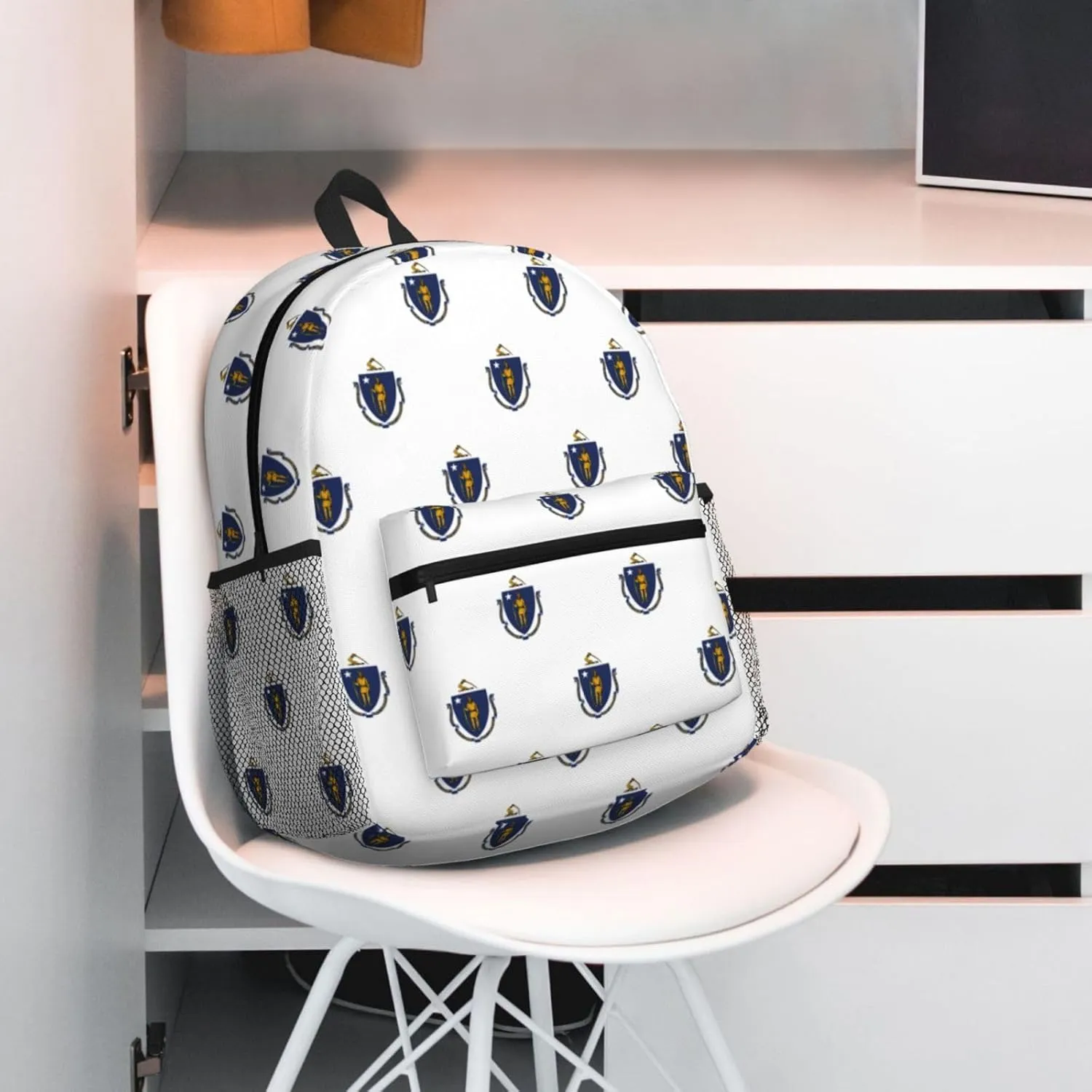 Massachusetts State Flag Fashion Backpack,Casual Daypack Backpacks For Men Women, Laptop Bag Travel Hiking Camping