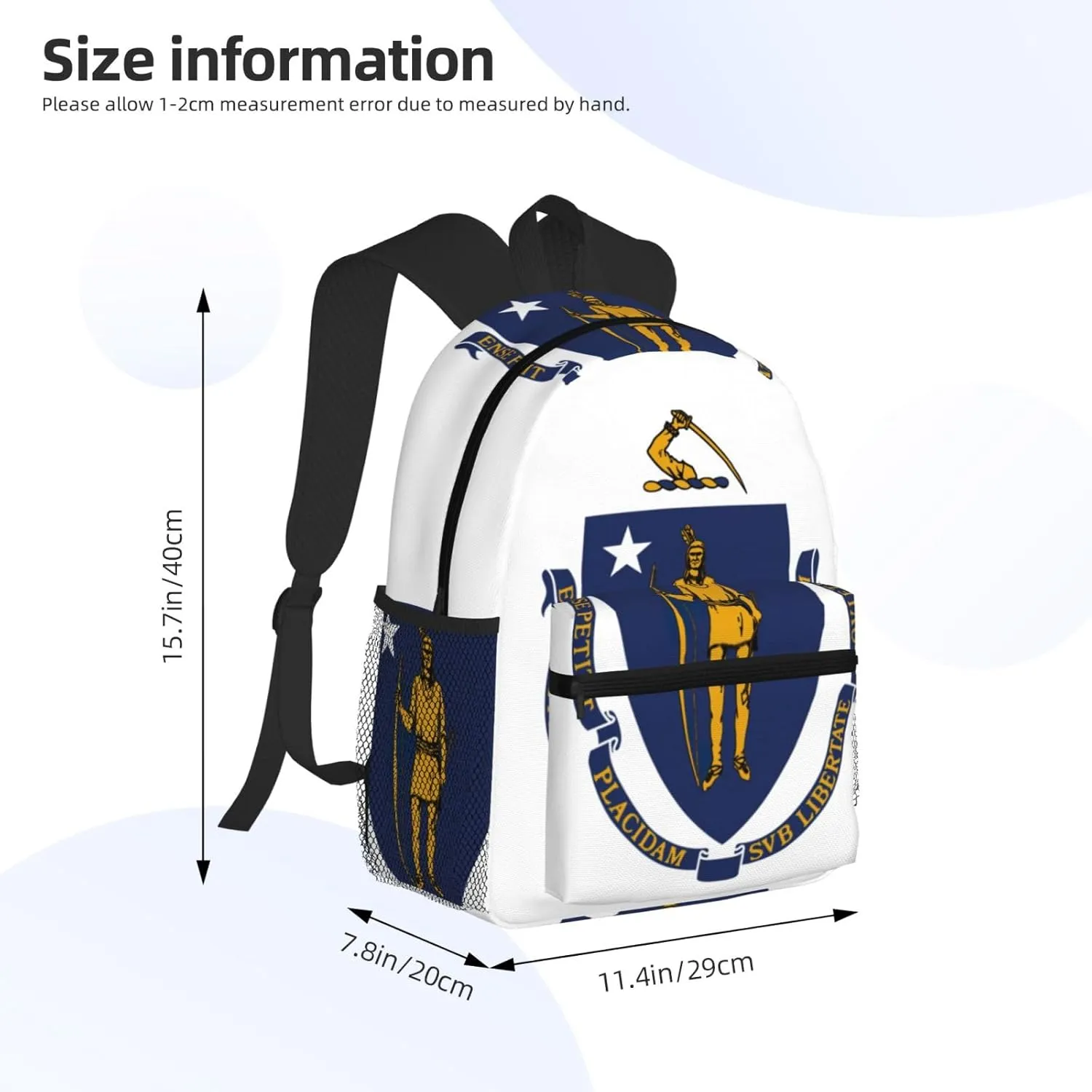 Massachusetts State Flag Fashion Backpack,Casual Daypack Backpacks For Men Women, Laptop Bag Travel Hiking Camping