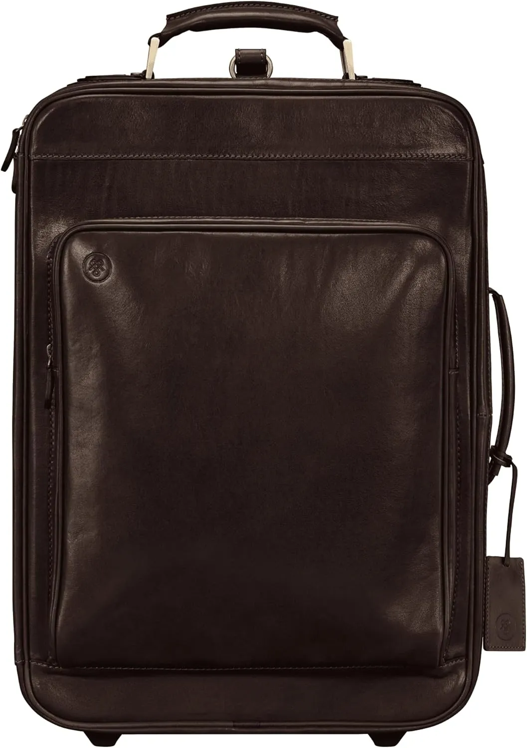 Maxwell Scott - Luxury Italian Leather Wheeled Rolling Trolley Case Luggage for Luxury Travelling - The Piazzale Dark Brown