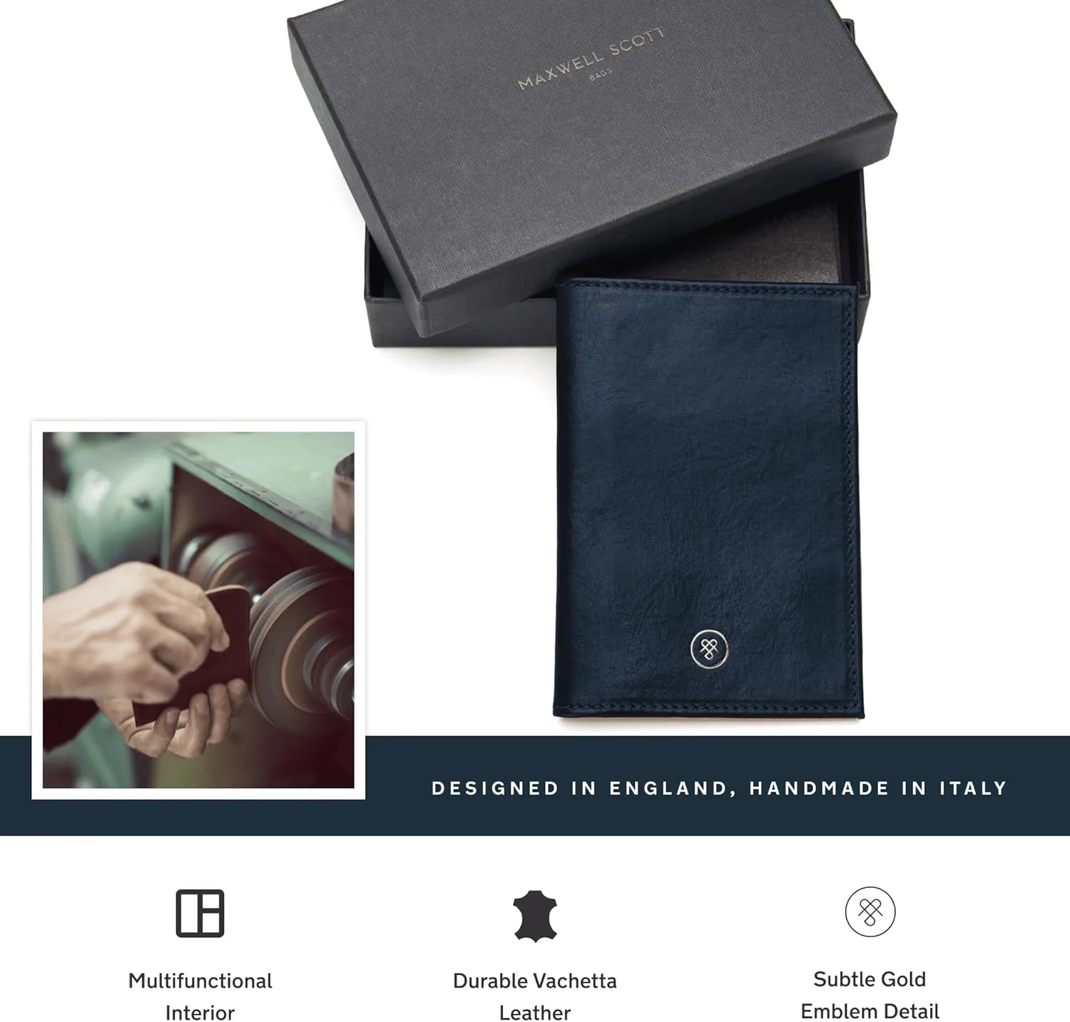 Maxwell Scott - Luxury Leather Passport Holder Cover for Luxury Travel - Handmade from Italian Full Grain Hides - The Prato