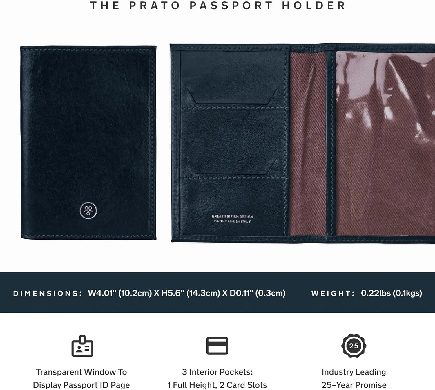 Maxwell Scott - Luxury Leather Passport Holder Cover for Luxury Travel - Handmade from Italian Full Grain Hides - The Prato