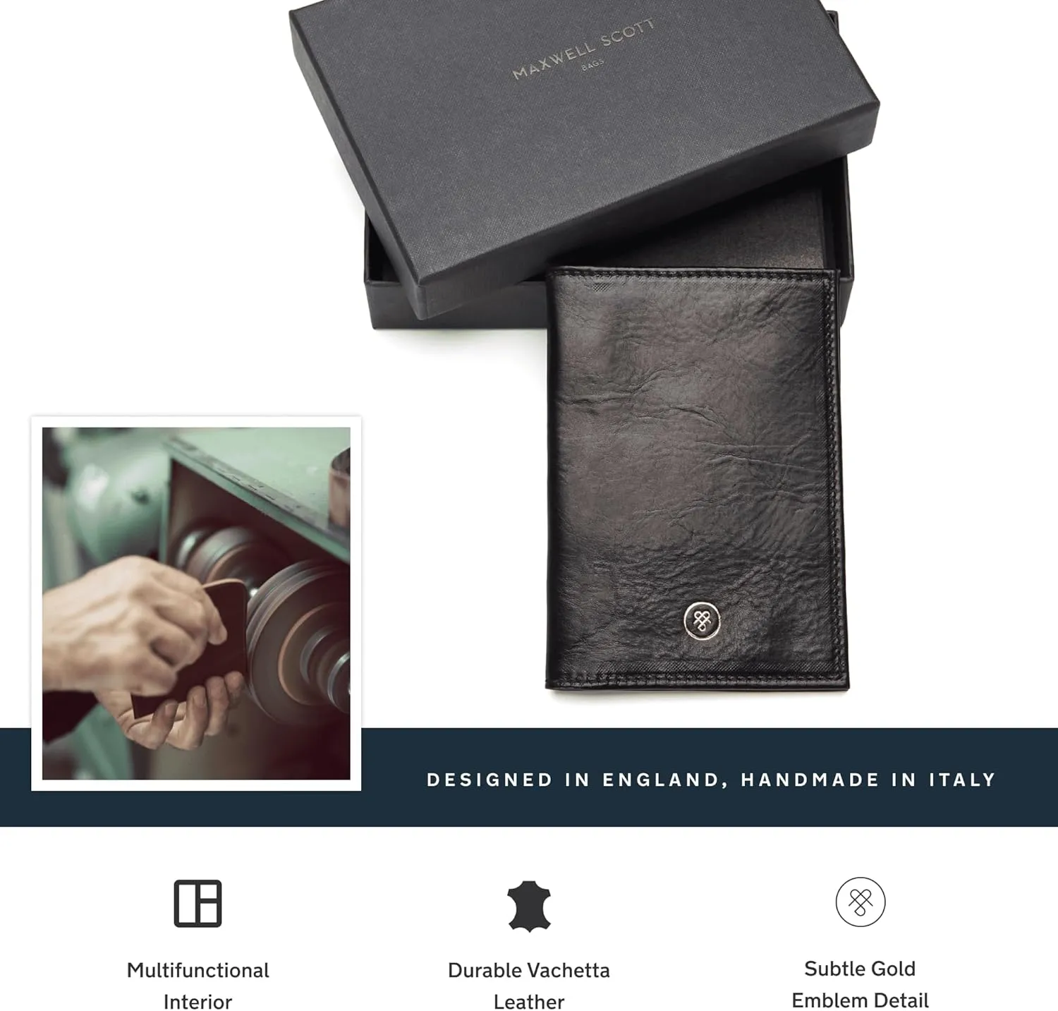 Maxwell Scott - Luxury Leather Passport Holder Cover for Luxury Travel - Handmade from Italian Full Grain Hides - The Prato