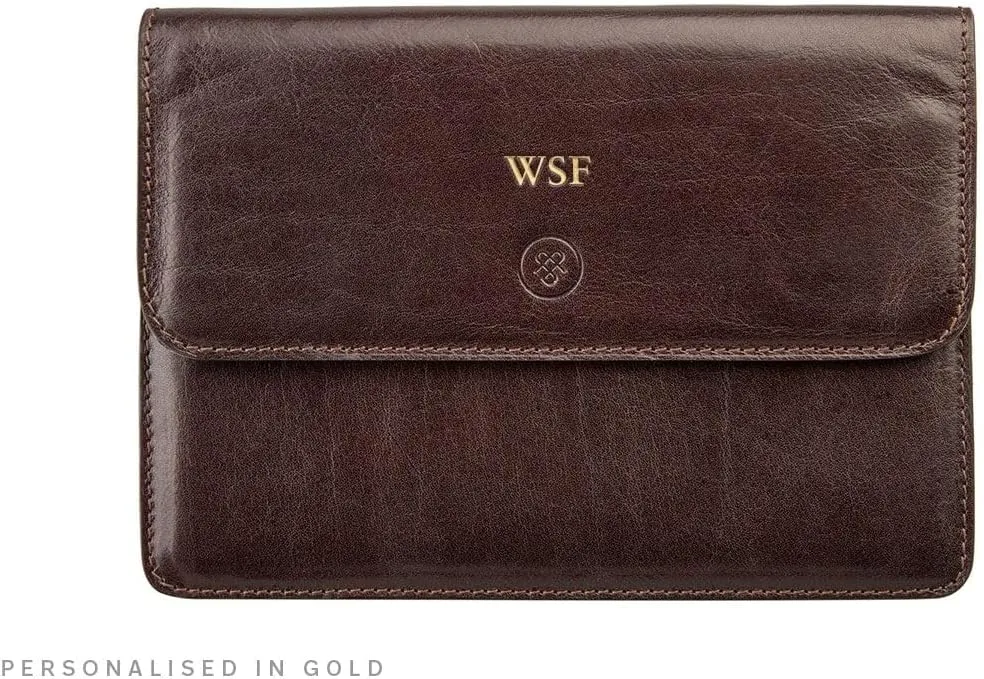 Maxwell Scott - Luxury Leather Travel Wallet Holder for up to 4 Passports - Made from Italian Hides -The Torrino Dark Brown