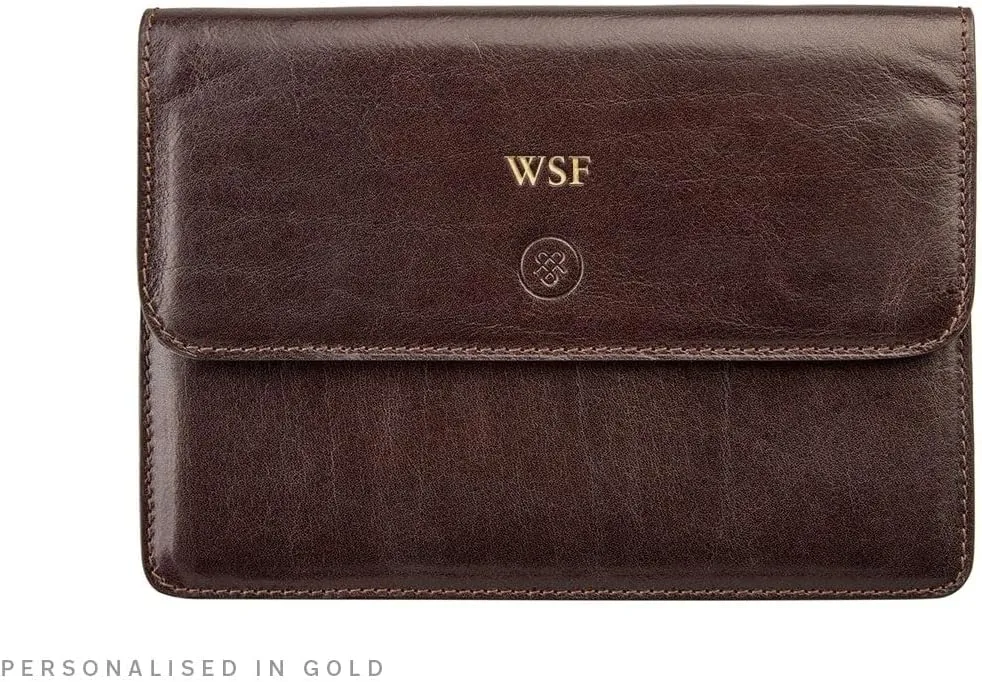Maxwell Scott - Luxury Leather Travel Wallet Holder for up to 4 Passports - Made from Italian Hides -The Torrino Dark Brown
