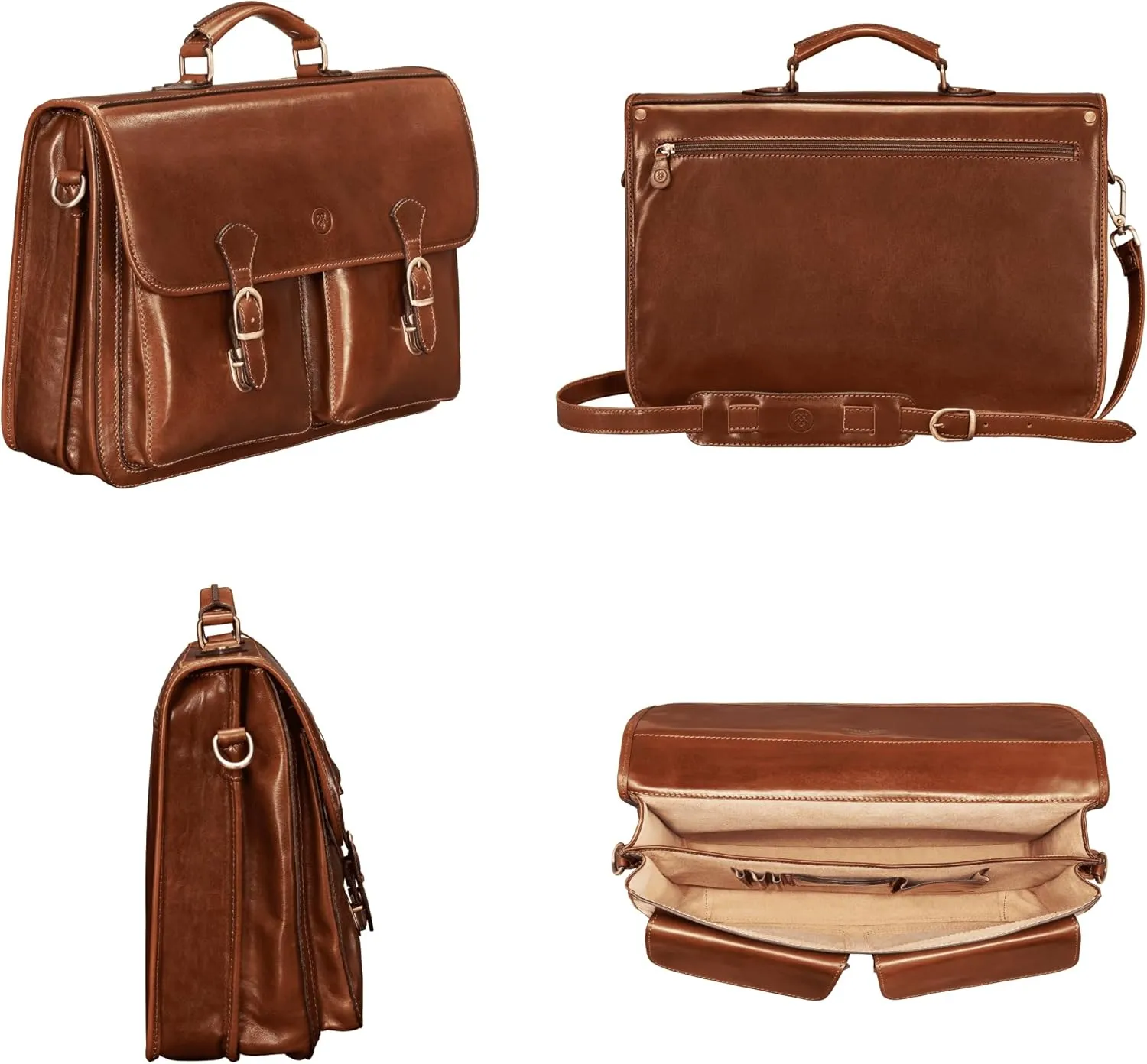 Maxwell Scott - Mens Leather 17" Laptop Briefcase Satchel with Padded Strap - Made from Full Grain Hides - The Loreto Large