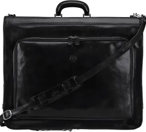 Maxwell Scott - Mens Luxury Leather Jacket Suit Garment Carrier for Luxury Travelling - Made in Italy - The Rovello Black