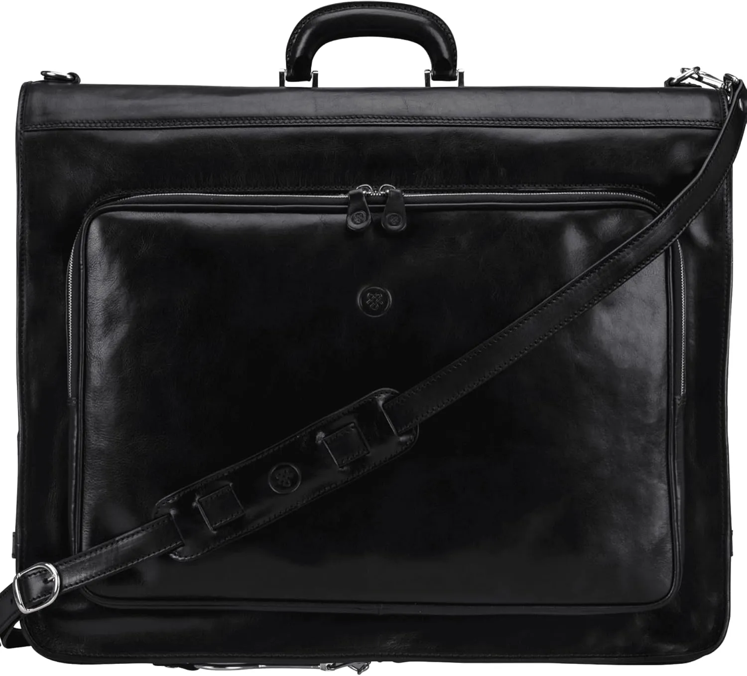 Maxwell Scott - Mens Luxury Leather Jacket Suit Garment Carrier for Luxury Travelling - Made in Italy - The Rovello Black
