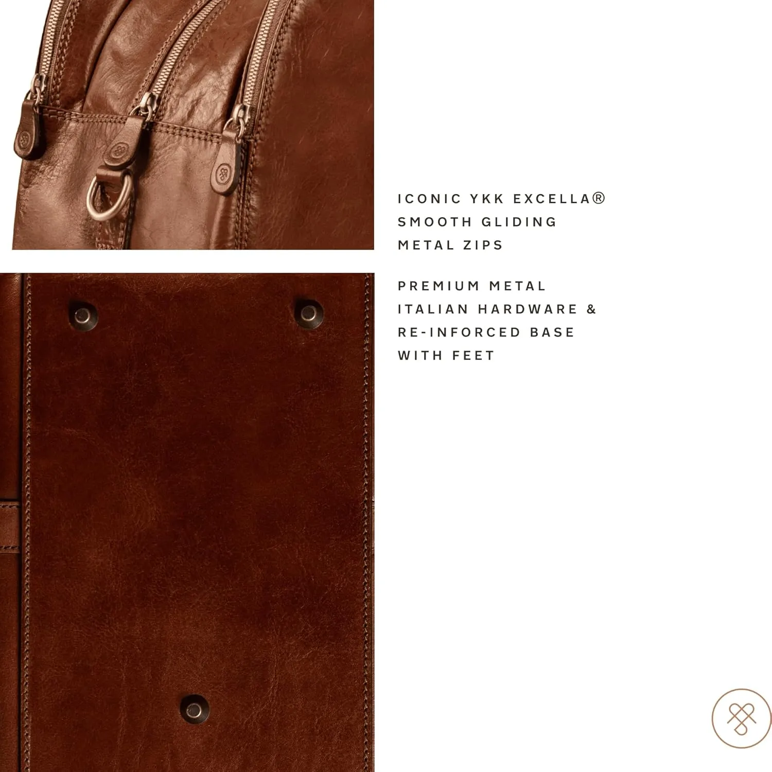 Maxwell Scott - Womens Luxury Italian Leather Luggage Travel Bag with Multiple Zip Compartments - The LilianaL Chestnut Tan